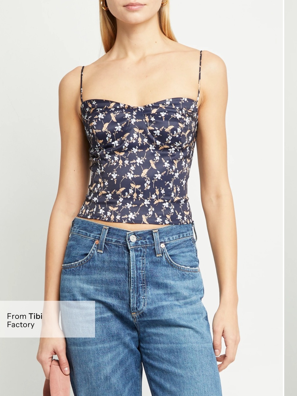 NWT few moda Cordelia Top size small S navy floral O.p.t Tibi tie shoulder tank